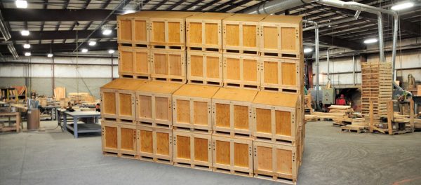 ISPM 15 large crate on factory floor